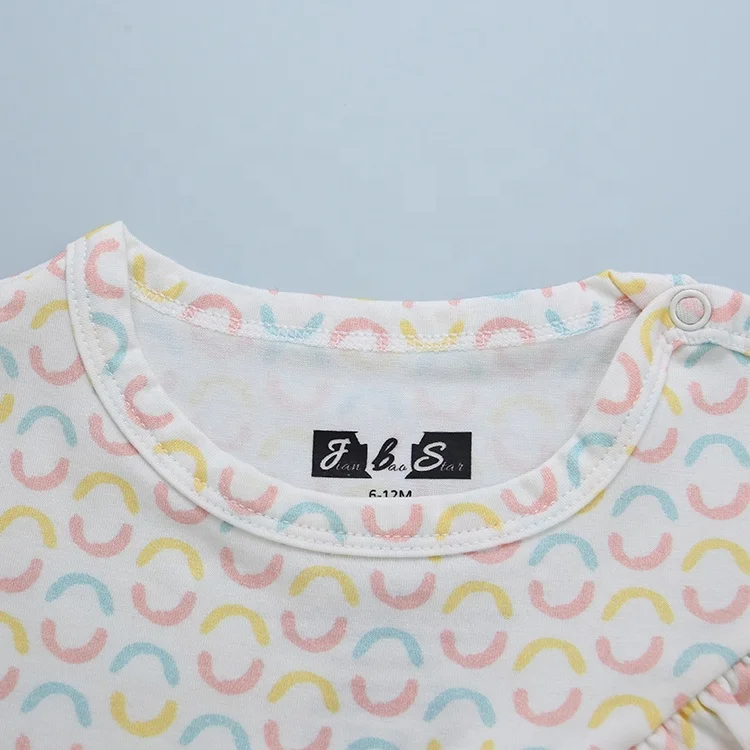 95% Bamboo Viscose 5% Spandex Soft and Breathable Customized Printing Long Sleeve Ruffle Design Dress for Infant Baby Girl - Image 4