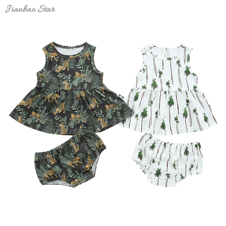 Factory Direct Custom Print Sleeveless Dress for Infant Baby Girl 100% Cotton Good Air Permeability Baby Girl Romper Dress