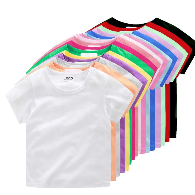 Children Short Sleeve T-Shirt Custom Logo Printing Outwear Plain Blank Soild Color Soft Kids Girl Boy T Shirts