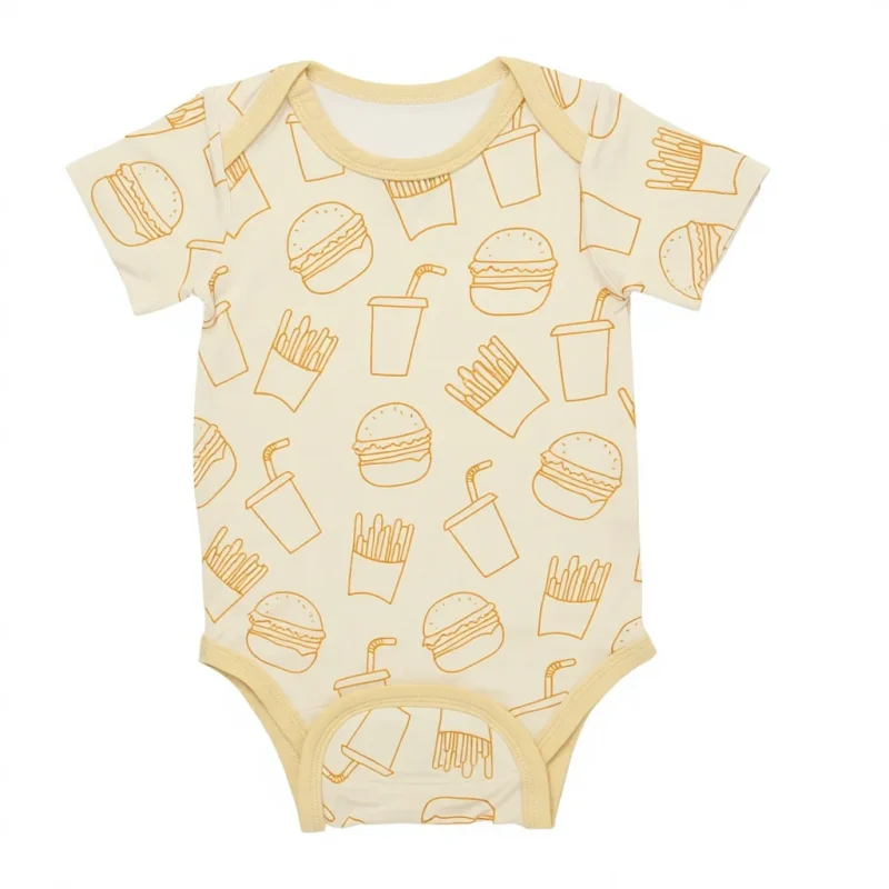 New Design Magnetic Button Bamboo Super Soft Unisex Infant Summer Short Sleeves Print Closure Knitted Baby Romper for Toddlers