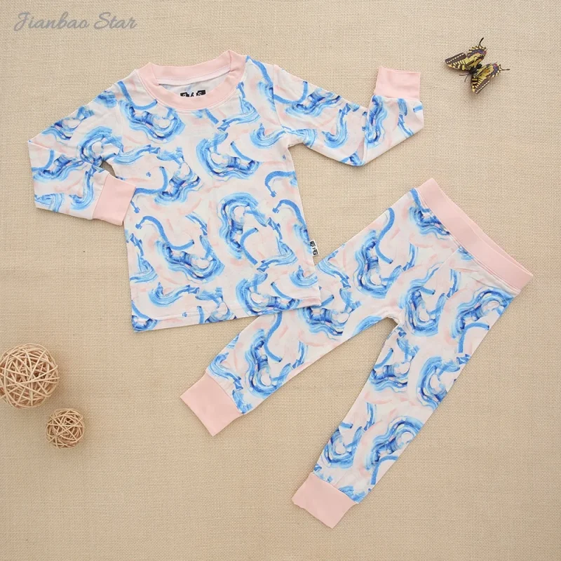 New Hot Sale Soft 2pc Baby Set Clothes Wholesale Long Sleeve Breathable Boys Girls Pajamas  Customize Printing Baby Clothing Set