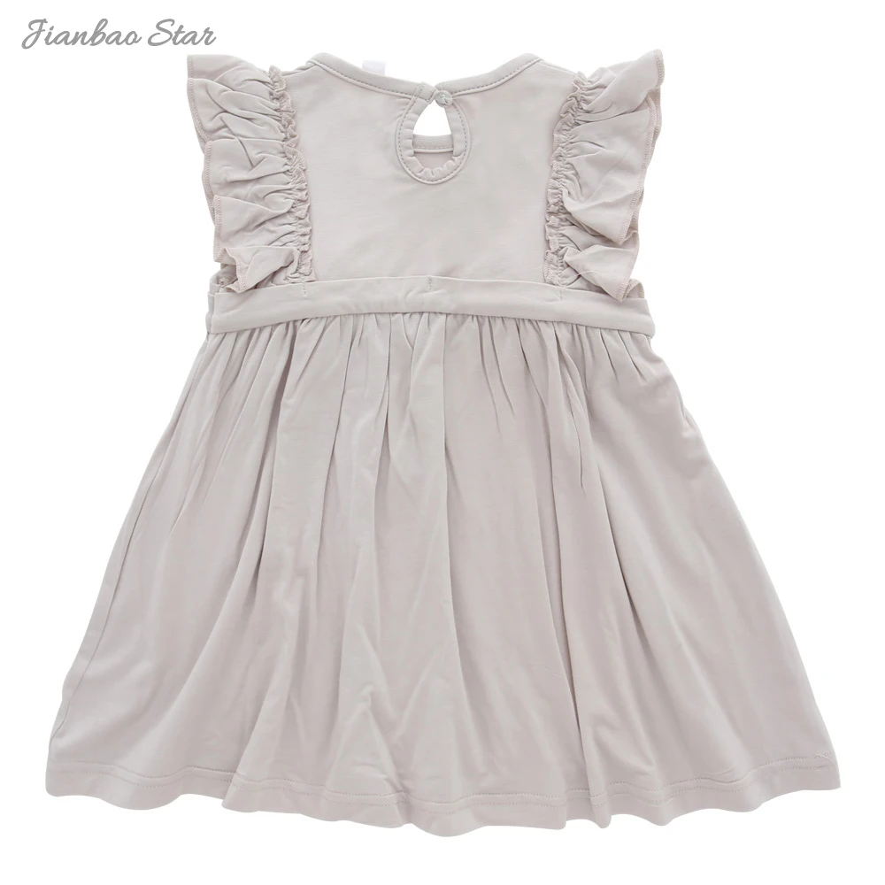 New Arrival Summer Sleeveless Ruffle Kid Bamboo Viscose Newborn Baby Girl Dresses Baby Dresses Girl - Image 2