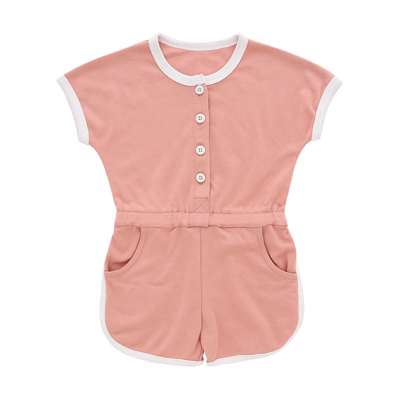 Wholesale Toddler Romper Baby's Clothes Short Sleeve Solid Color Bamboo Spandex Cotton Soft Baby Clothing Customize Acceptable