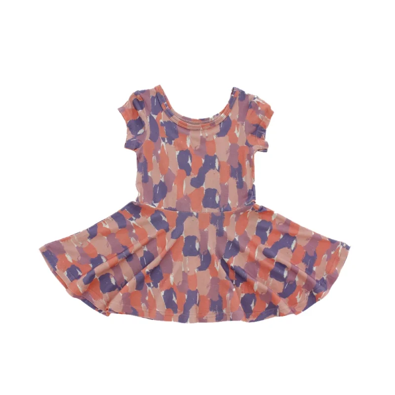 Cute Girl Baby Summer Dress with Chinese Style Print Short Sleeve Kids Clothing Decorated with Flowers for Children