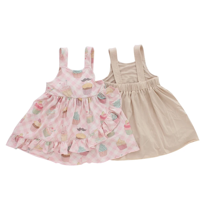 Summer Hot Sale Suspender Lovely With Ruffle Design Baby Girl Dress Clothing Children Dresses