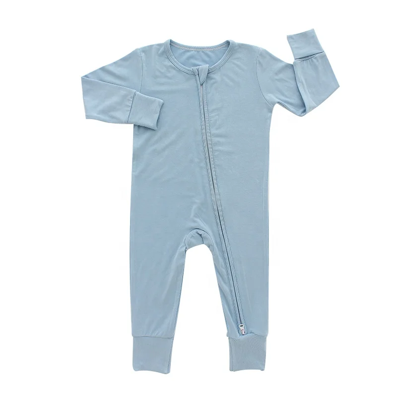 Hot Sale Soft Custom Design Baby Clothes High Quaintly Bamboo Viscose  Zipper Baby Pajamas Bodysuit Baby Rompers