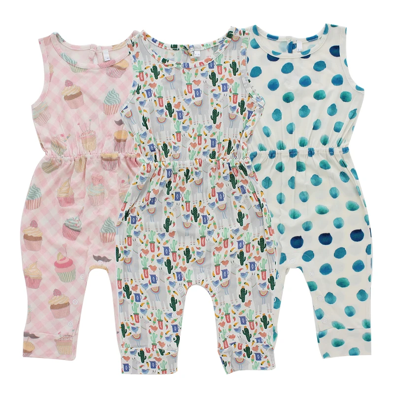 Trending Wholesale Summer 0-24 Months Baby Romper Suit Tank Baby Sleeveless Bodysuits Girls