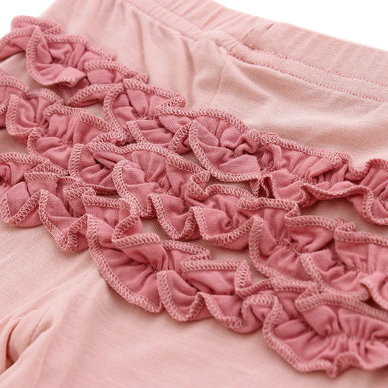 Baby Girl Pants Elastic Baby Leggings Solid Color Ruffle Design Soft and Breathable Baby Pants Leggings - Image 4