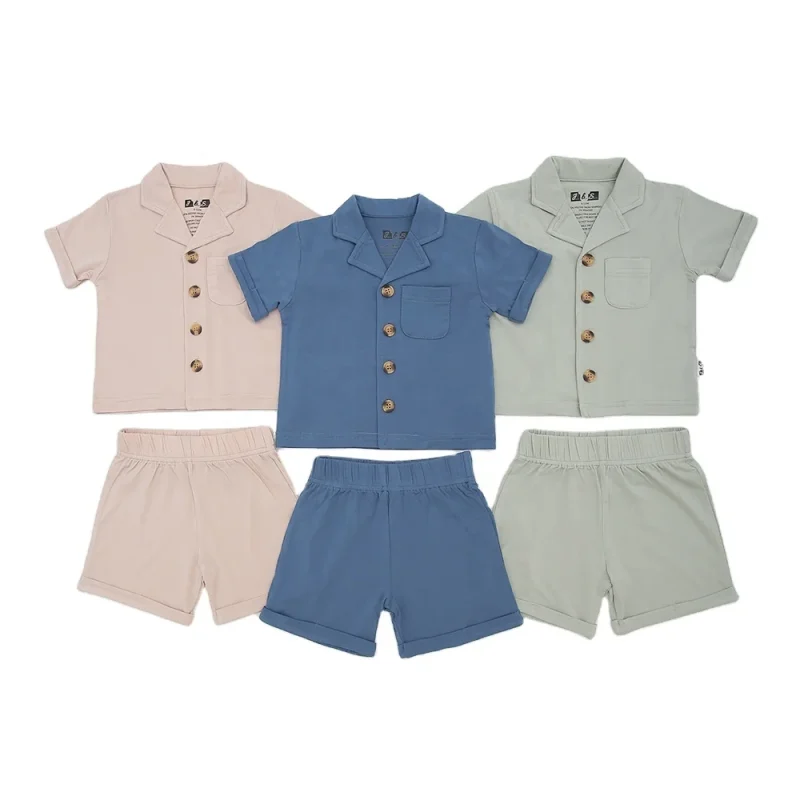 Customized Print Designs MODAL Baby Clothing Set Unisex Summer Short Top & Romper with Short Shoulder Straps 2pcs Set