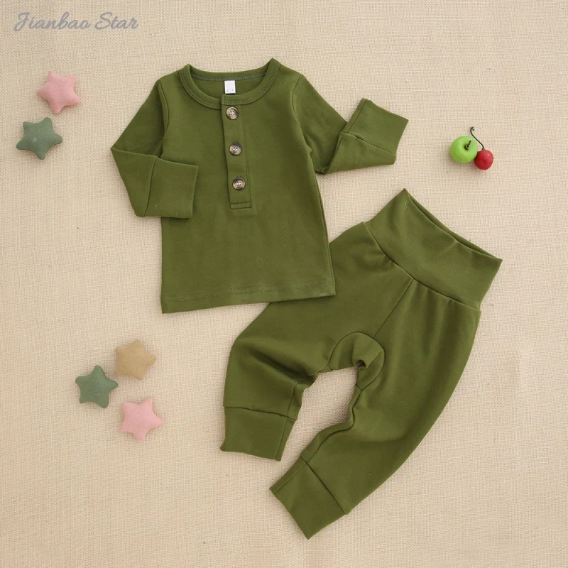 100% Cotton Clothes Baby Two Piece Set Clothing Knitted Baby Boys' Girls' Clothing Newborn  Baby Clothes Set