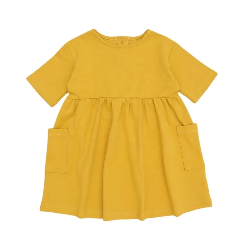 New Arrival Children's Dress with Side Pockets Soft Fabric Custom Colors and Prints Summer Dresses