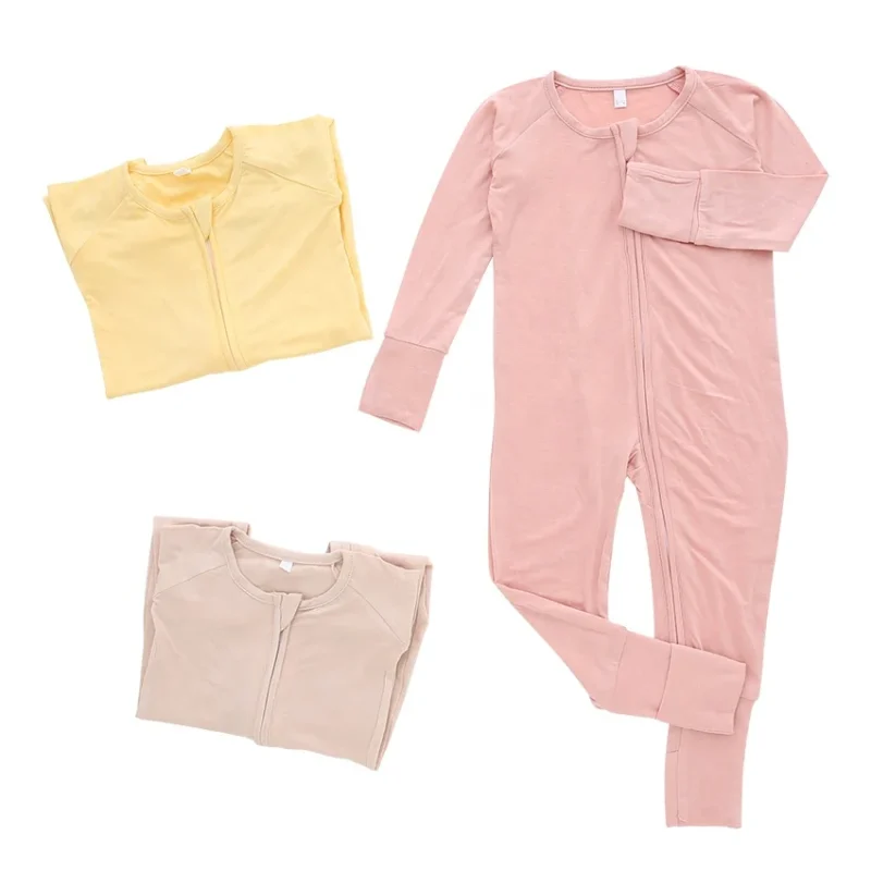 Customized Printing Zipper Baby Clothes Rompers Bamboo Footie Soft New Born Baby Rompers