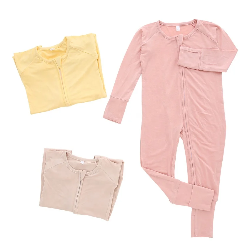 Customized Printing Zipper Baby Clothes Rompers Bamboo Footie Soft New Born Baby Rompers