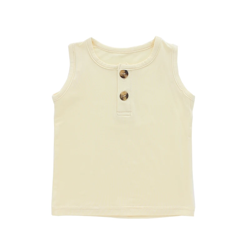 Breathable High Quality Baby Clothes 95% Bamboo Viscose Sleeveless Kids Toddlers Vest Kids T-shirts Custom Printing