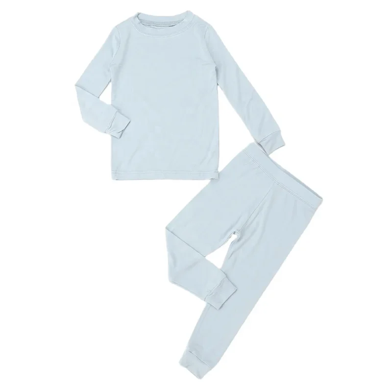 Hot Sale Solid Color Super Soft Breathable Casual Style Long Sleeve Winter Pajamas 2pcs Set for Baby Boys and Girls