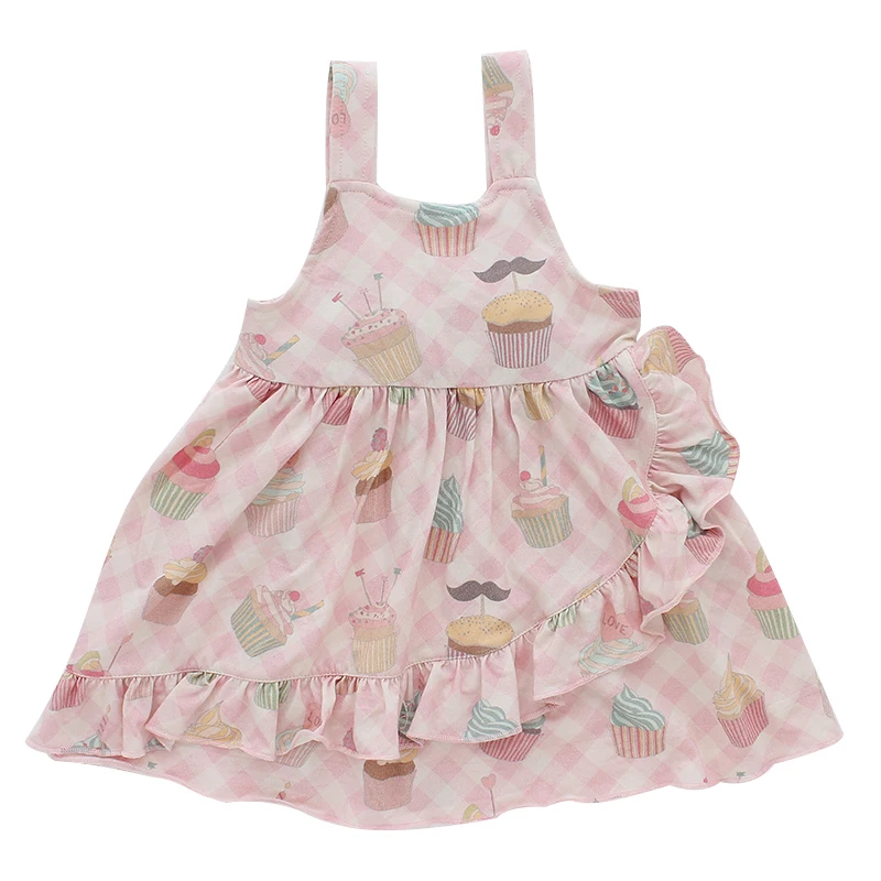 Stylish Toddler Baby Girls Dresses Lovely Printing Ruffle Condole Belt New Born Clothes Bamboo Viscose Dresses for Girls