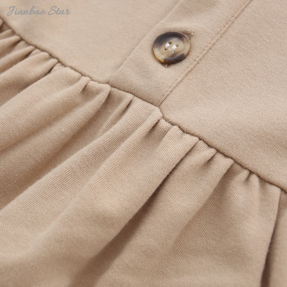 Boutique Adorable Sweet Cotton Dress for Infants and Toddlers Spring Summer Baby Girls Long Sleeve Ruffle Collar Cute Style - Image 2