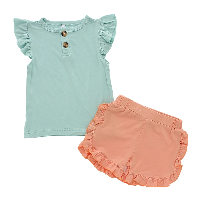 Superior Quality New Print Design Lovely Baby Girl Summer Style with Floral Pattern Ruffle Little Girls Clothing Sets - Image 3