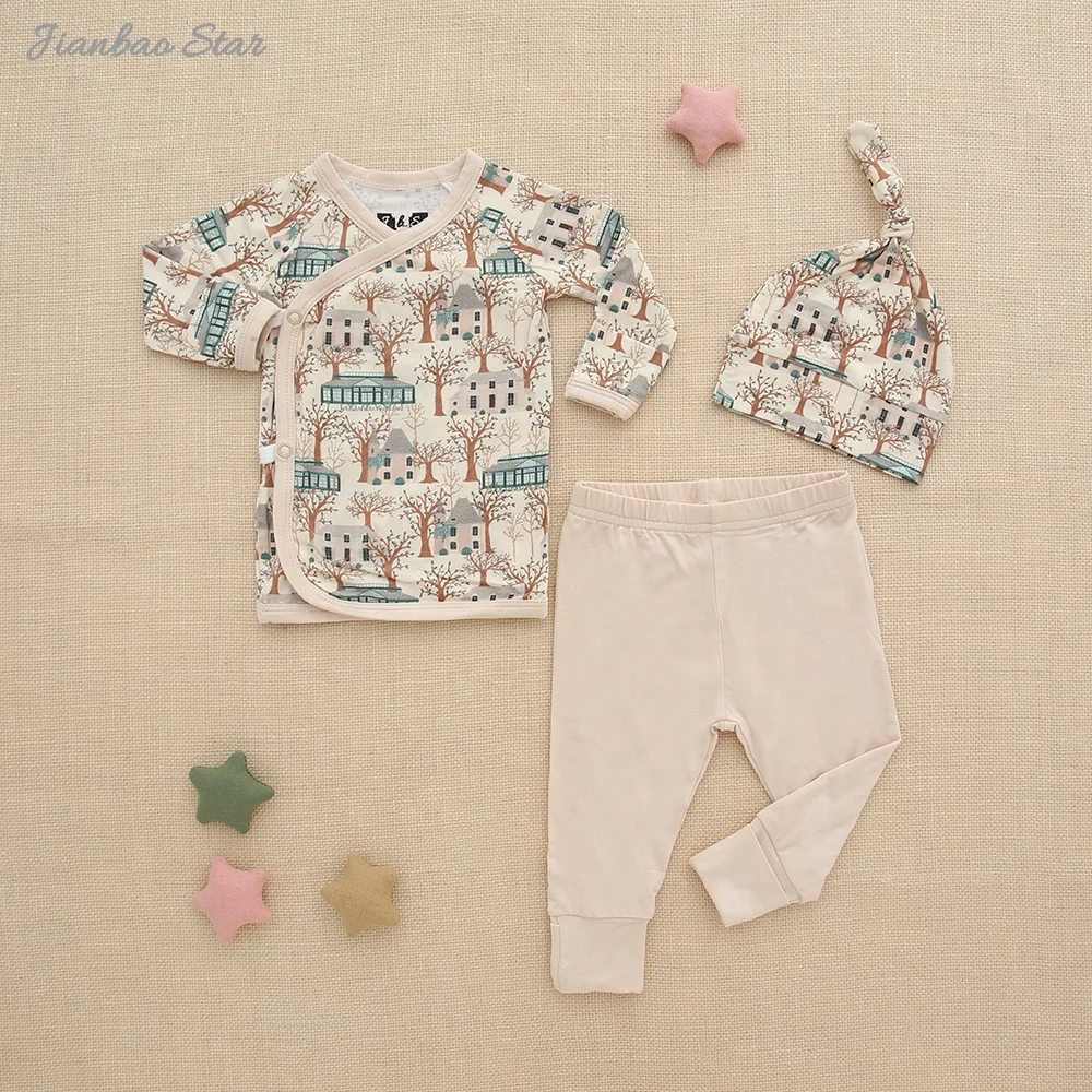 Autumn 0-24m Baby Pajamas Sets Wholesale Long Sleeve Knitted Cotton Boys Girls Outfits 3 Piece Baby Clothing Gift Set New Model - Image 3