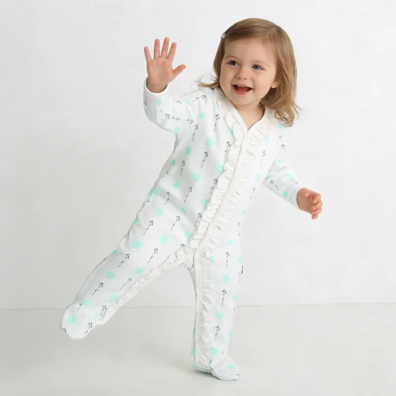 100%orginc Cotton Knitted New Ruffle Design Unisex Print Button Long Sleeves Closure Winter Baby Romper Baby Clothes