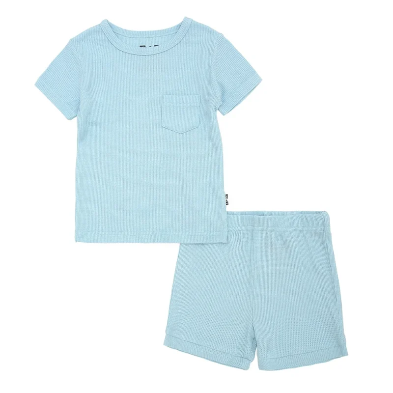 Direct Factory's Extra Soft Breathable Unisex Waffle Fabric Pajama Knitted Home Use Summer Baby Rompers Baby Clothing Sets