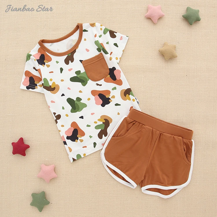Custom Print Toddler Baby Clothes Short Sleeve Children's Pocket Baby Clothes 2PCS Baby Clothing Sets - Image 4
