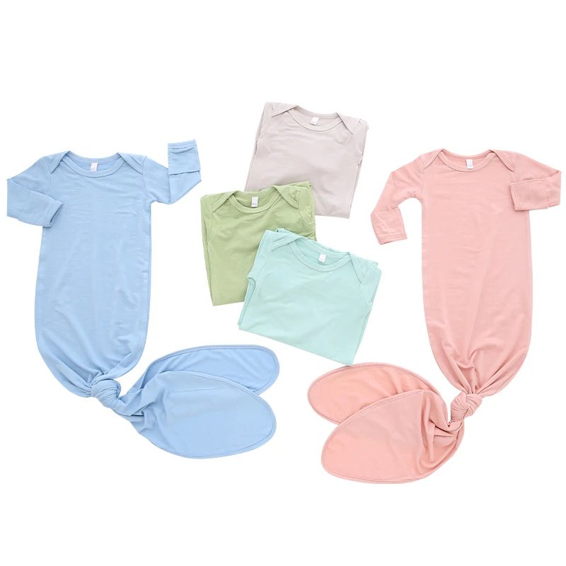 Newborn Baby Pajamas Sets Long Sleeve Knitted 100% Cotton 3 Pieces Baby Clothing Sleep Sack With Hat and Headband Accessories - Image 2