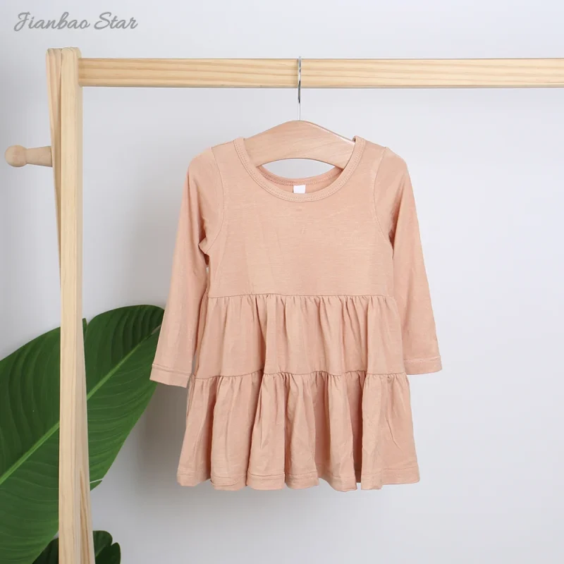 Infant Baby Girl Valentine Dress Custom Print Long Sleeve Children Clothes Girls Party Twirl Dresses