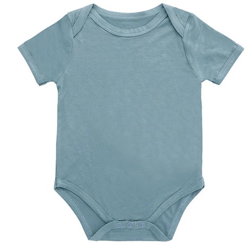 New Customize Solid Colors Bamboo Viscose Baby Onesie Short Sleeve Toddler Clothing Soft Button Baby Boy Romper