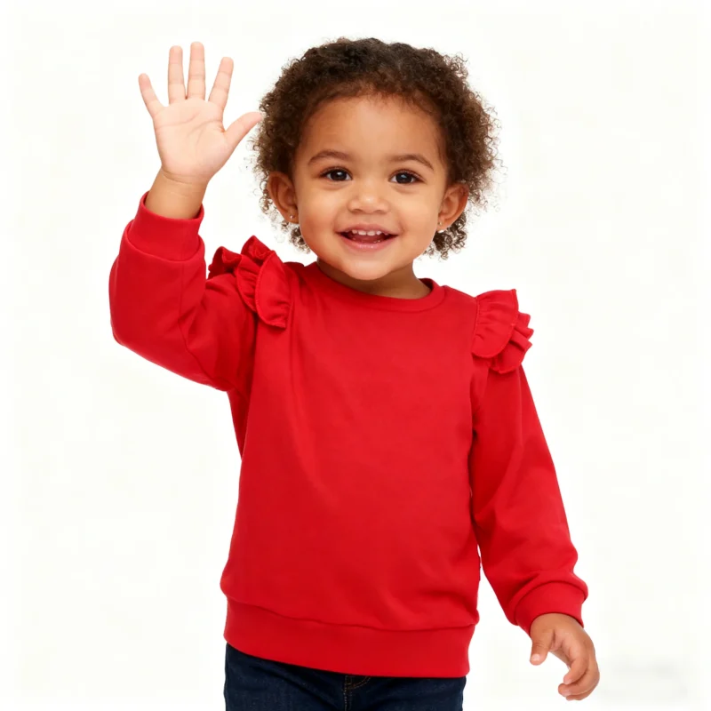 New Design Winter Baby Girls Ruffle Long Sleeve Tops Casual Romper Solid Color Hoodie Knitted ODM Baby Clothes