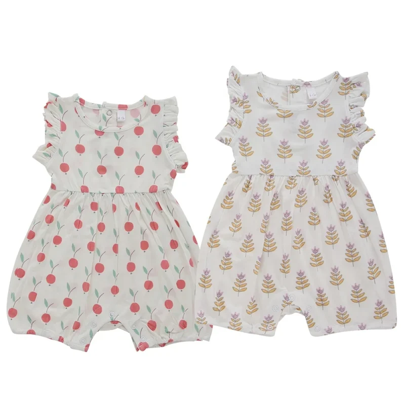 Hot Sale Newborn Baby Comfortable Clothes Baby Romper Summer Short Sleeve Cute Print Snap Botton Romper