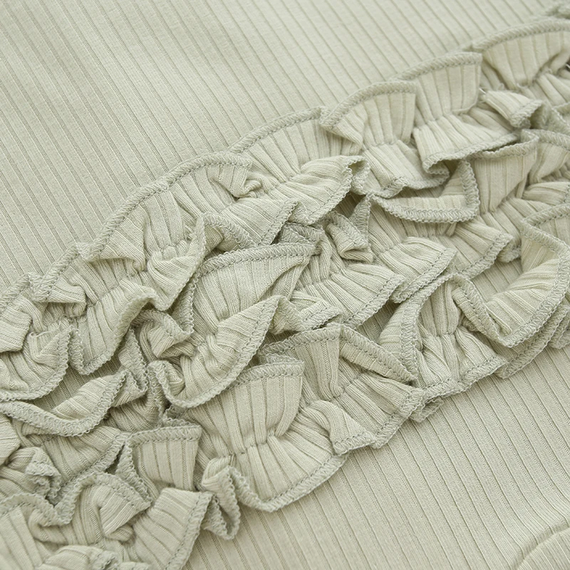 Newborn Baby Clothes Kids Clothing Natural Fabric Plain Solid Ruffle Long Sleeves Snap Button Bamboo Baby Romper - Image 6