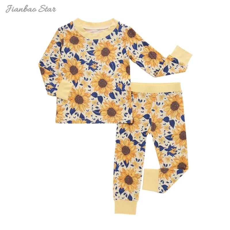 New Printing Baby Boys Girl Suits Set Soft Bamboo Baby Pajamas Set Eco Friendly 2 Pcs Long Sleeve Casual Baby Clothing Set