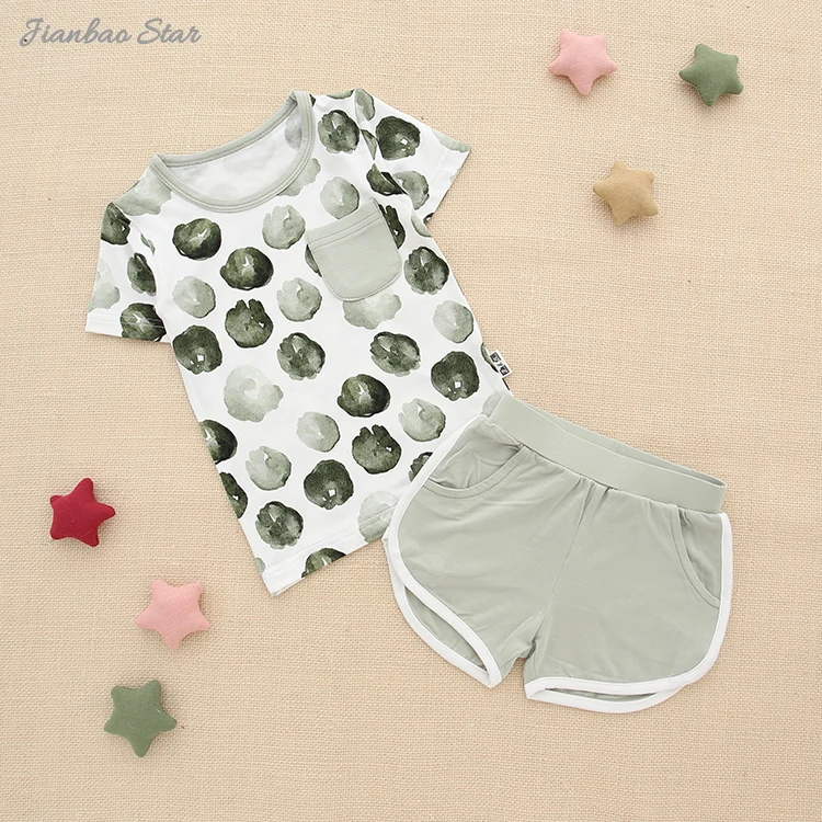 Custom Print Toddler Baby Clothes Short Sleeve Children's Pocket Baby Clothes 2PCS Baby Clothing Sets - Image 5