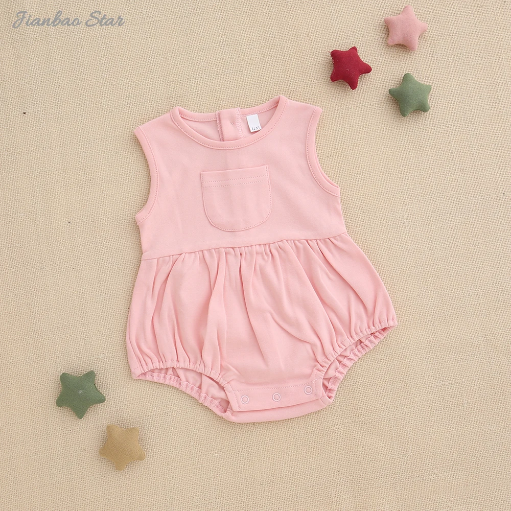 Infant Baby Girl Spring Ruffle Sleeveless Romper Dress Bodysuit 100% Cotton Button Closure 3-6 Months 6-9 Months 12 Months - Image 6