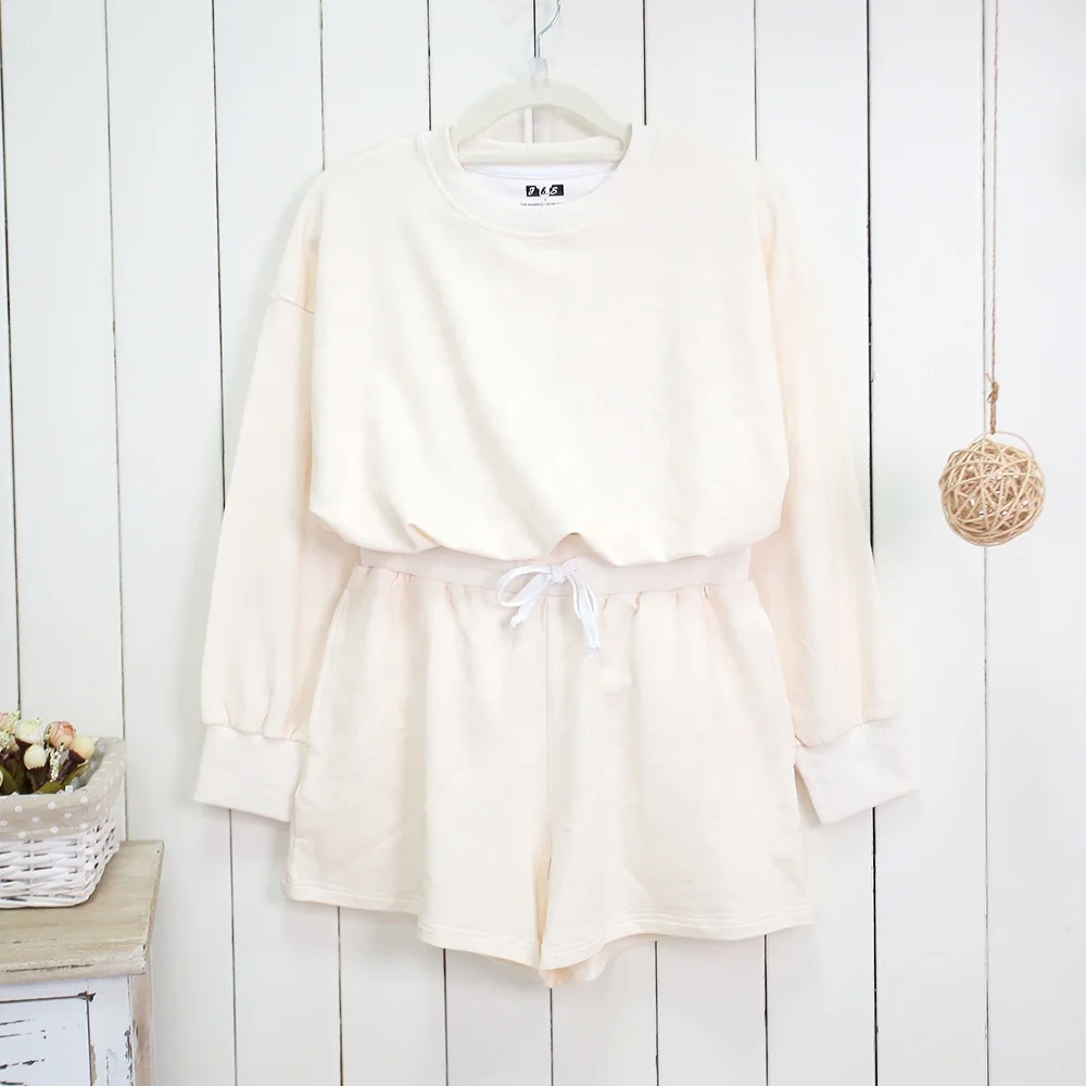 New Design Bamboo Cotton Fabric Knitted Outfits Long Sleeve Closure 2pcs Set OEM Service Women's Sweatshirt Outdoor Wear - Image 3