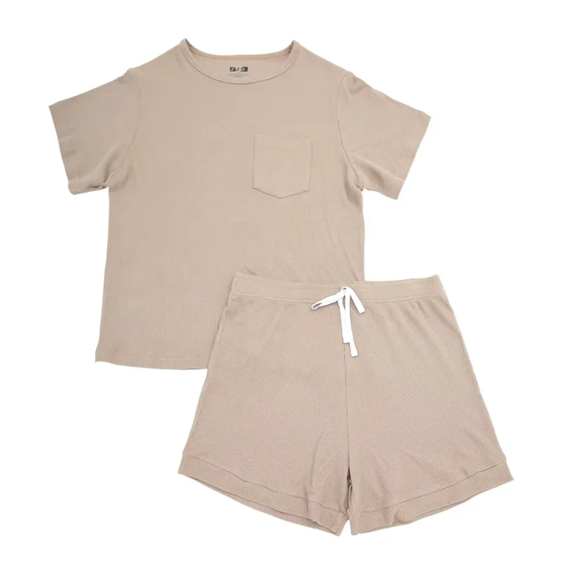 Wholesale Direct Factory's Extra Soft Unisex Waffle Fabric Pajama Knitted Home Use Summer Baby Rompers ODM Baby Clothing Sets