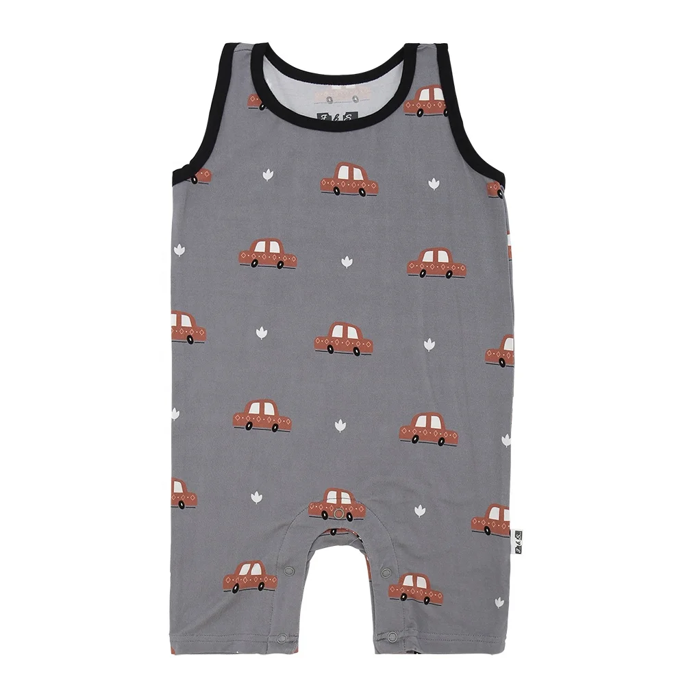 New Arrive Wholesale High Quality Unisex Sleeveless Summer Bamboo Knitted Fabric Custom Print Service Low MOQ OEM Baby Romper - Image 6