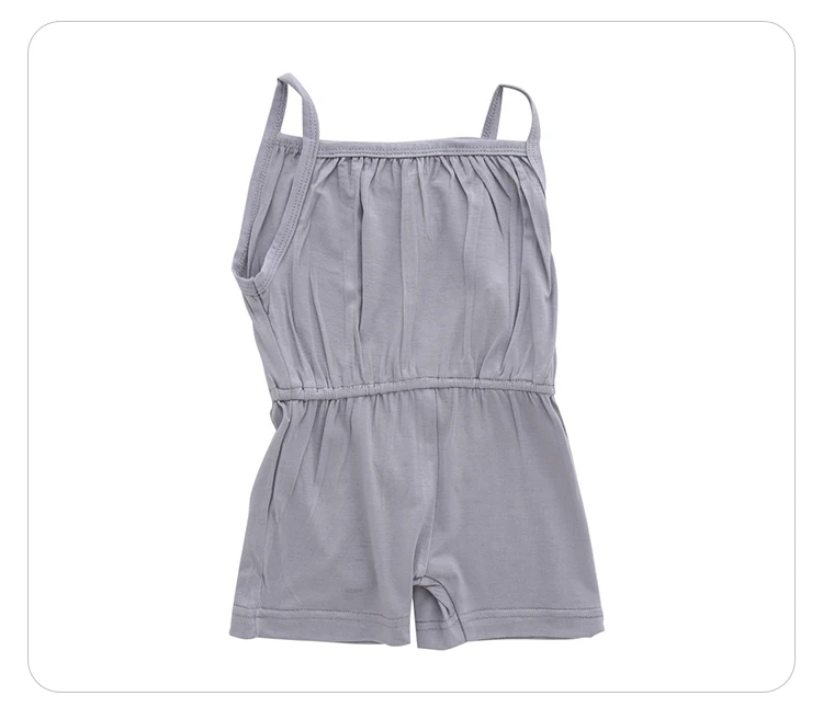 Suspender Overalls Bamboo Cotton Knitted Summer Kids Clothing Custom Design Plain Color Baby Girls Jumpsuit