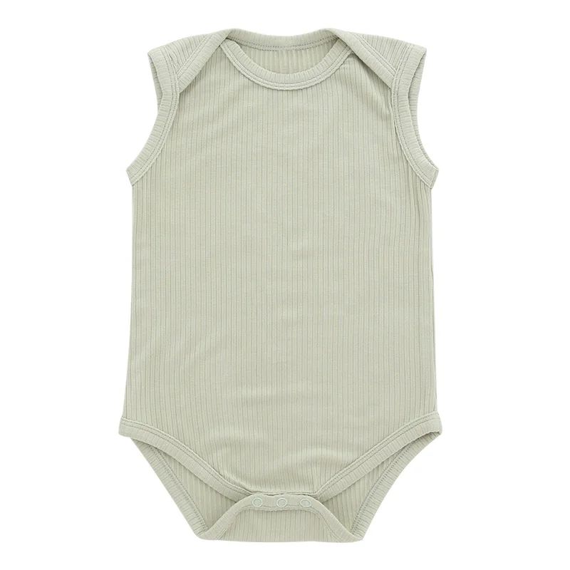 High Quality Customize Baby Onsie Sleeveless Unisex Kids Clothing Solid Color Baby Sleeping Romper Customized Logo Casual 100pcs