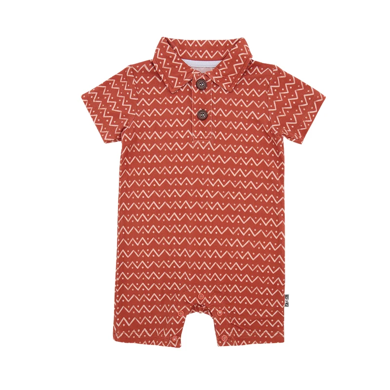 Short Sleeves Turn Down Collar Style Baby Romper Snaps Button Summer Baby Body Suit Baby Jumpsuit - Image 3