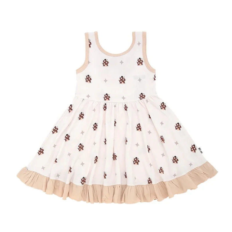 New Arrival Hot Sale Summer Fashionable Sleeveless Ball Gown Dress for Little Girls Plain Dyed O-Neck Sweet Style Clothing