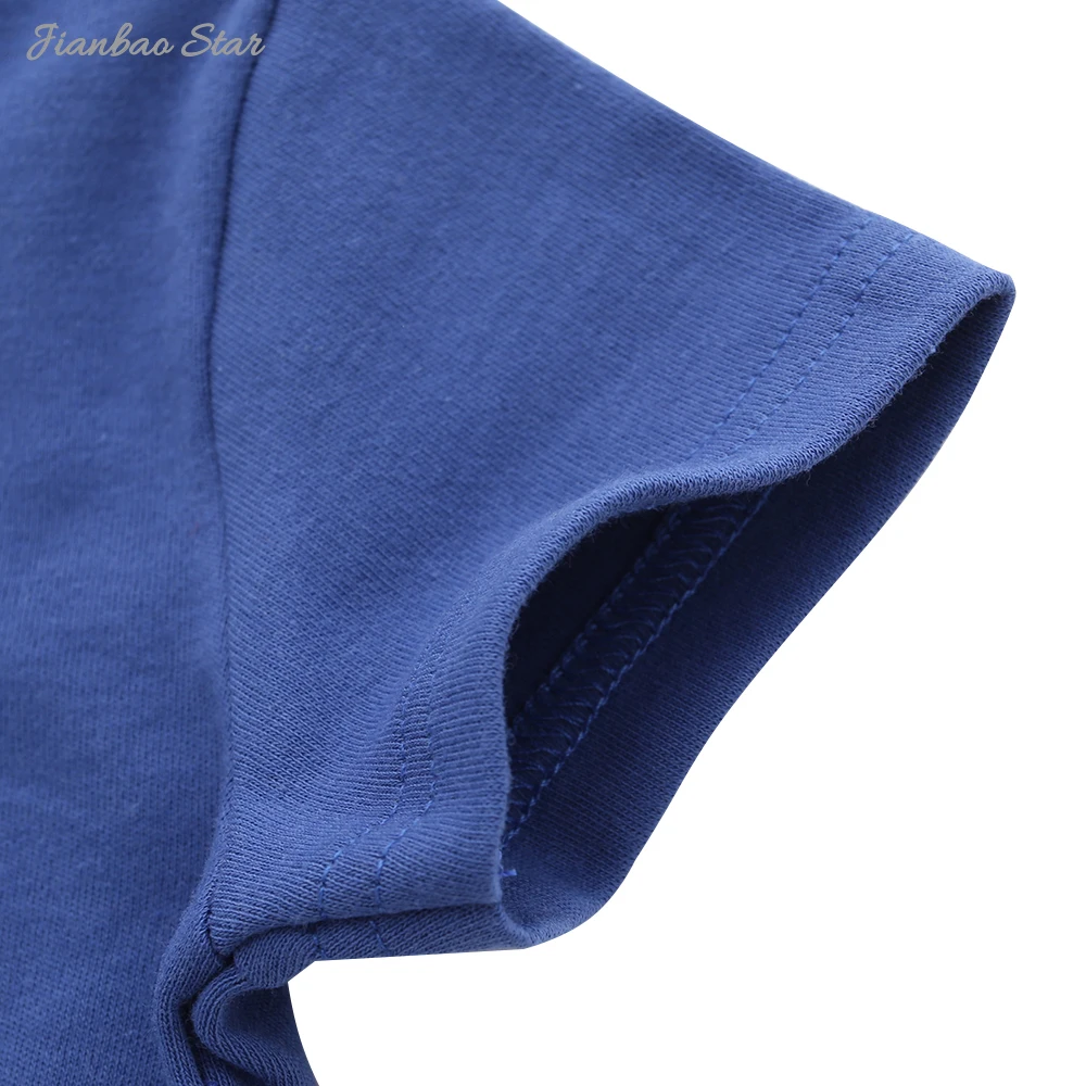 Boutique Unisex Infant T-Shirt Short Sleeve Cotton Summer Toddler T-Shirt Button Solid Color Printed Soft Knitted Boys Girls - Image 5