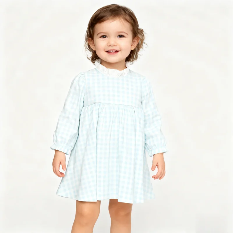 Hot Sale 100%cotton Plain Dyed Winter Baby Romper Breathable Sweet Girl's Cute Summer Long Fluffy Skirt Baby Dresses