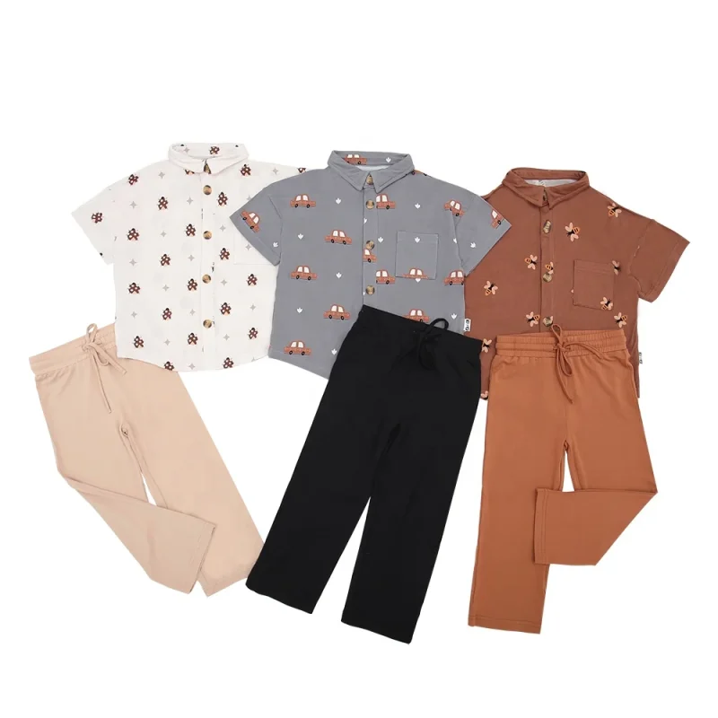Wholesale Unisex Fashionable O-Neck Knitted 2pcs Clothing Set Casual Style Short Sleeve Top Long Pants Pullover-OEM Service