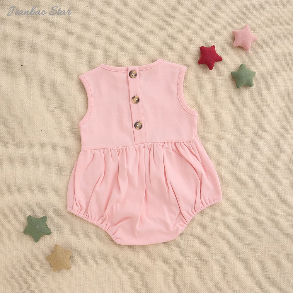 Infant Baby Girl Spring Ruffle Sleeveless Romper Dress Bodysuit 100% Cotton Button Closure 3-6 Months 6-9 Months 12 Months - Image 5