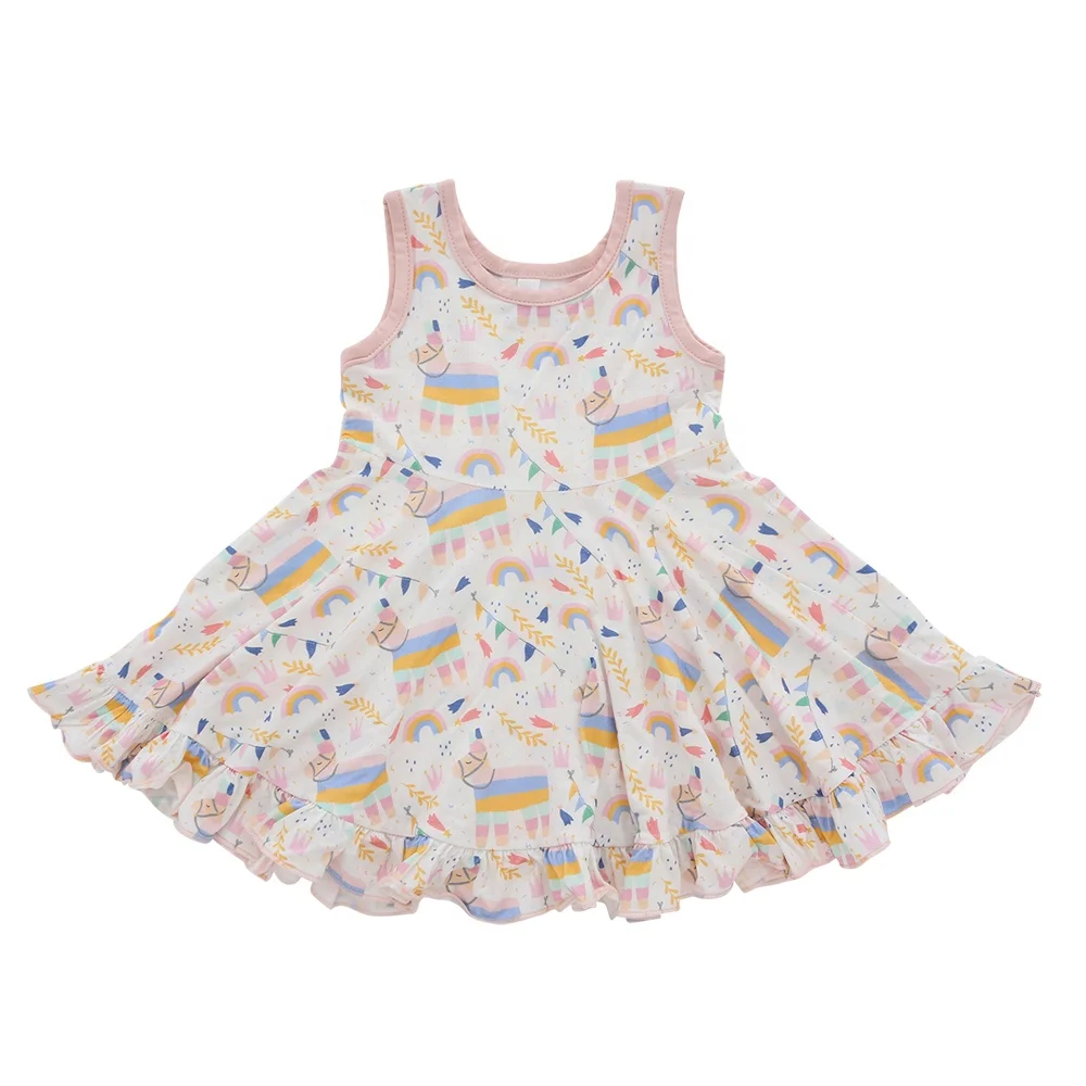New Summer Clothing High Quality Baby Twirl Dress Custom Printed Girls Frock Design Party Dress for Toddlers OEM Service