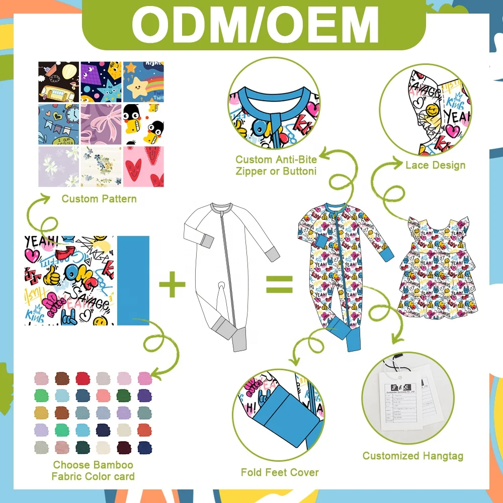 New Design Magnetic Button Bamboo Baby Romper Unisex Infant Short Sleeves Closure Knitted Summer Print ODM - Image 3