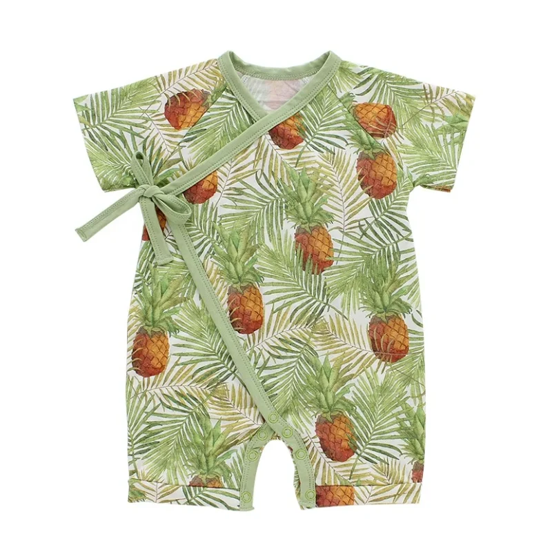 Wholesale Summer Short Sleeves Newborn Infant Unisex Baby Romper Set Baby Kimono Pajamas Clothing