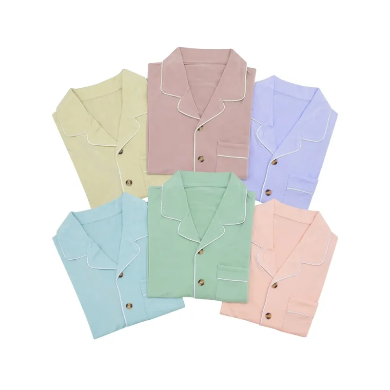 Popular Style 95% Bamboo Viscose Women's Sleepwear Sleeve Lounge Wear Night Dress for Home Use with Buttons